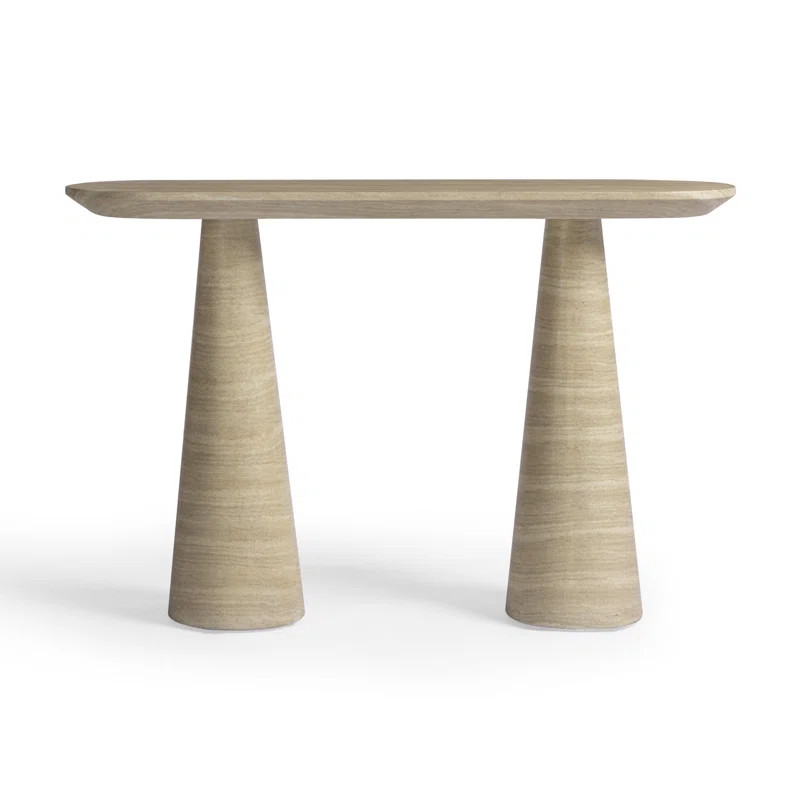 Sandra Faux Travertine Indoor/Outdoor Console Table | Wayfair North America