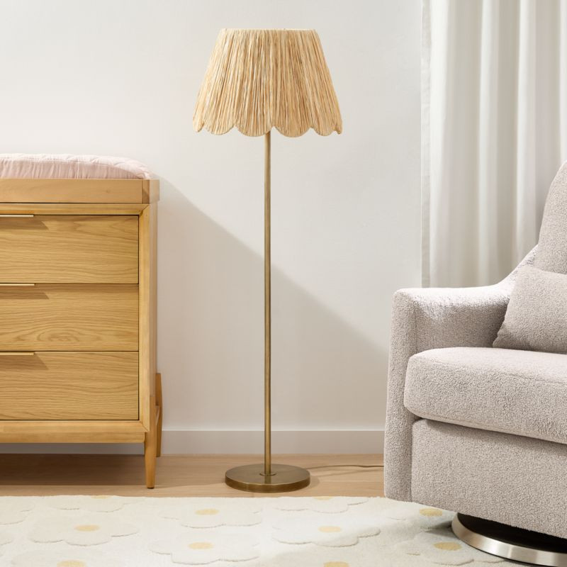 Greta Scalloped Raffia Floor Lamp + Reviews | Crate & Kids | Crate & Barrel