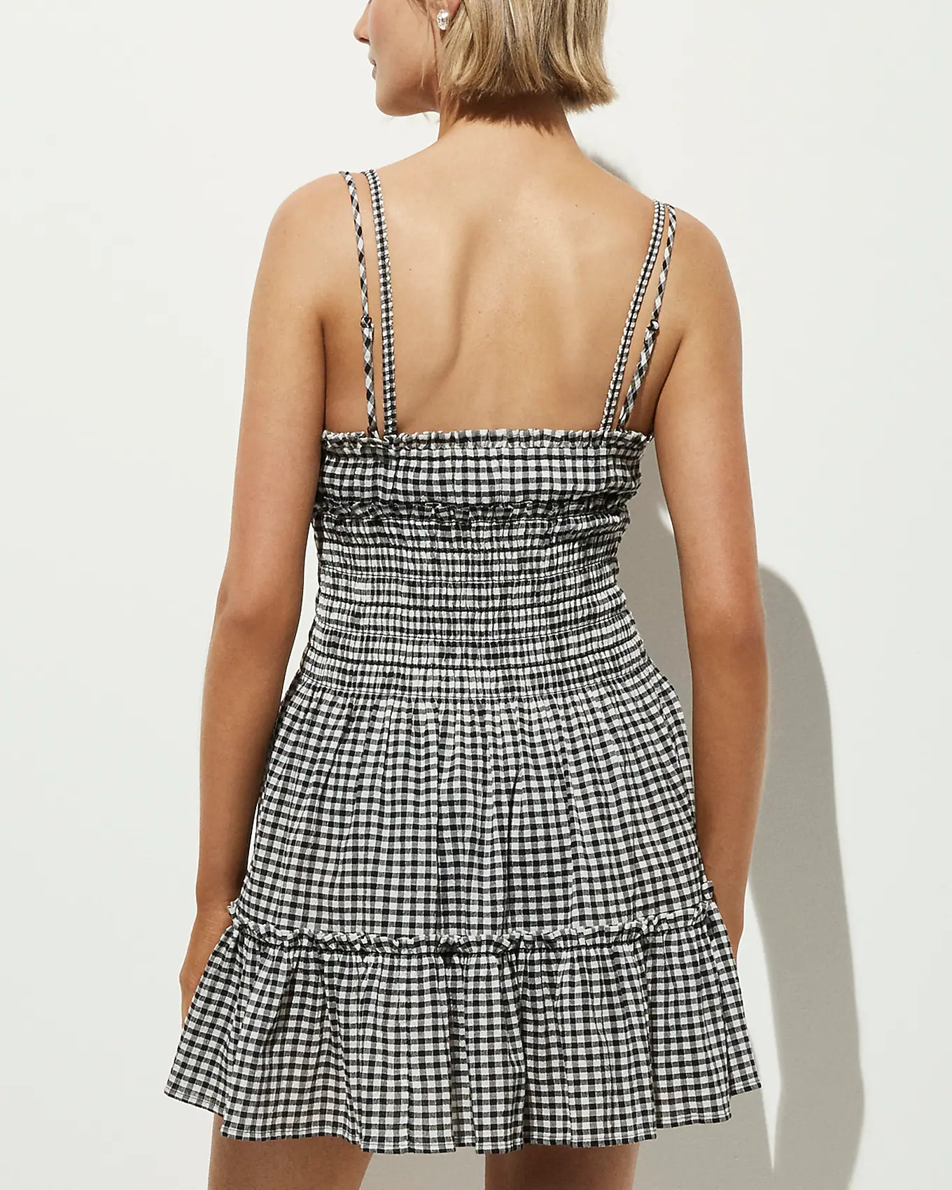 Smocked mini dress  in gingham | J. Crew US