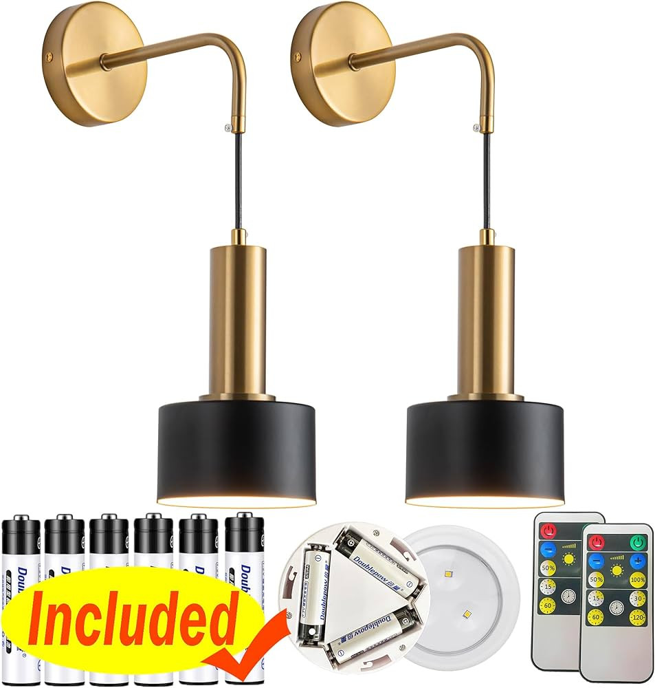 Battery Operated Wall Sconces Set of Two,Suitable for Bedroom and Living Room Background Walls,In... | Amazon (US)