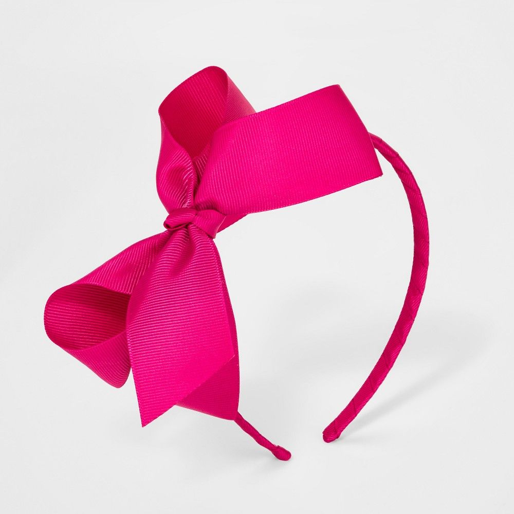 Girls' Ribbon Bow Headband - Cat & Jack Magenta | Target