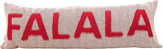 Creative Co-Op 36" L x 12" H Woven Cotton Lumbar w/Applique FA LA, Red & Cream Color Pillows, Mul... | Amazon (US)