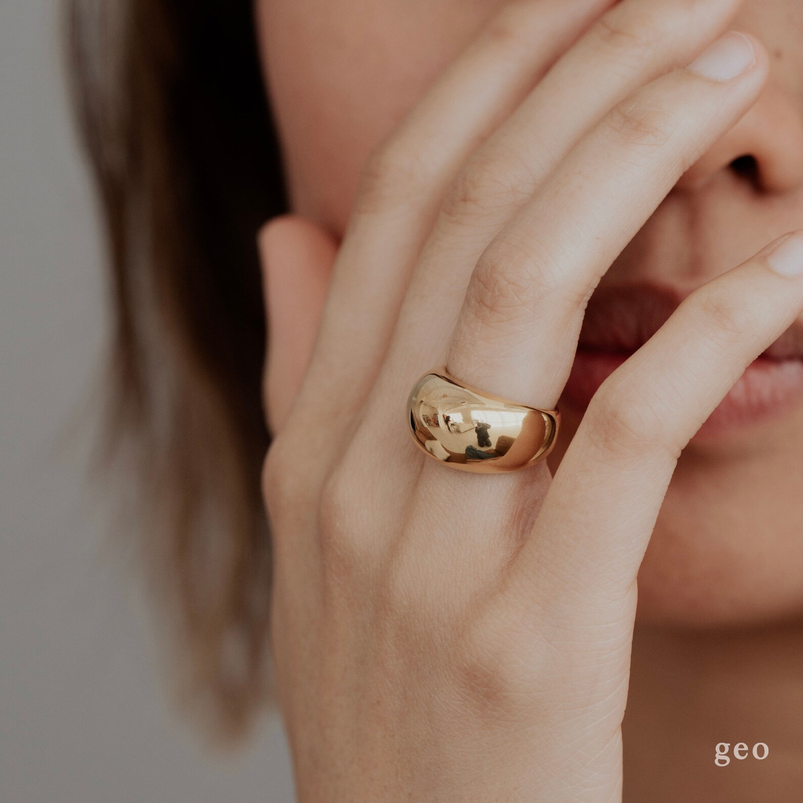 Dome Ring for Women in Gold Silver Stackable Pinky Ring Chunky Bold Signet Statement Ring Handmad... | Etsy (US)