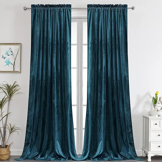 Benedeco DeepTeal Velvet Curtains for Bedroom Window, Super Soft Luxury Drapes, Room Darkening Th... | Amazon (US)