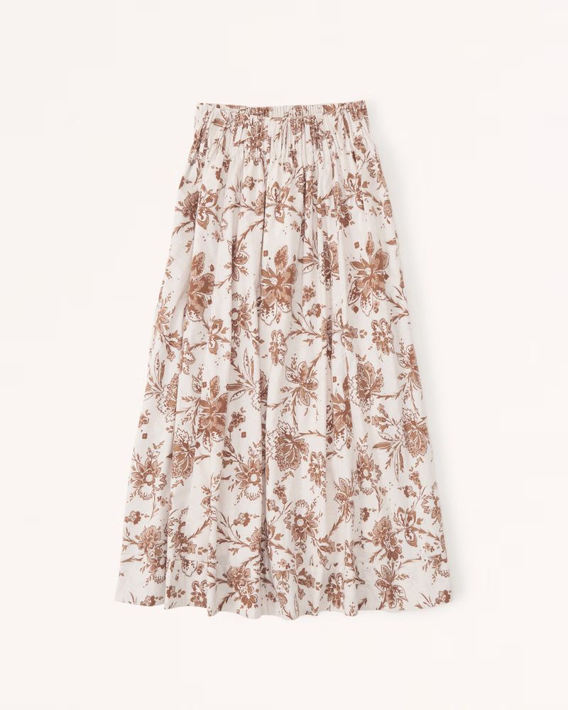 Abercrombie & Fitch Women's Resort Volume Maxi Skirt in White Pattern - Size S | Abercrombie & Fitch (US)