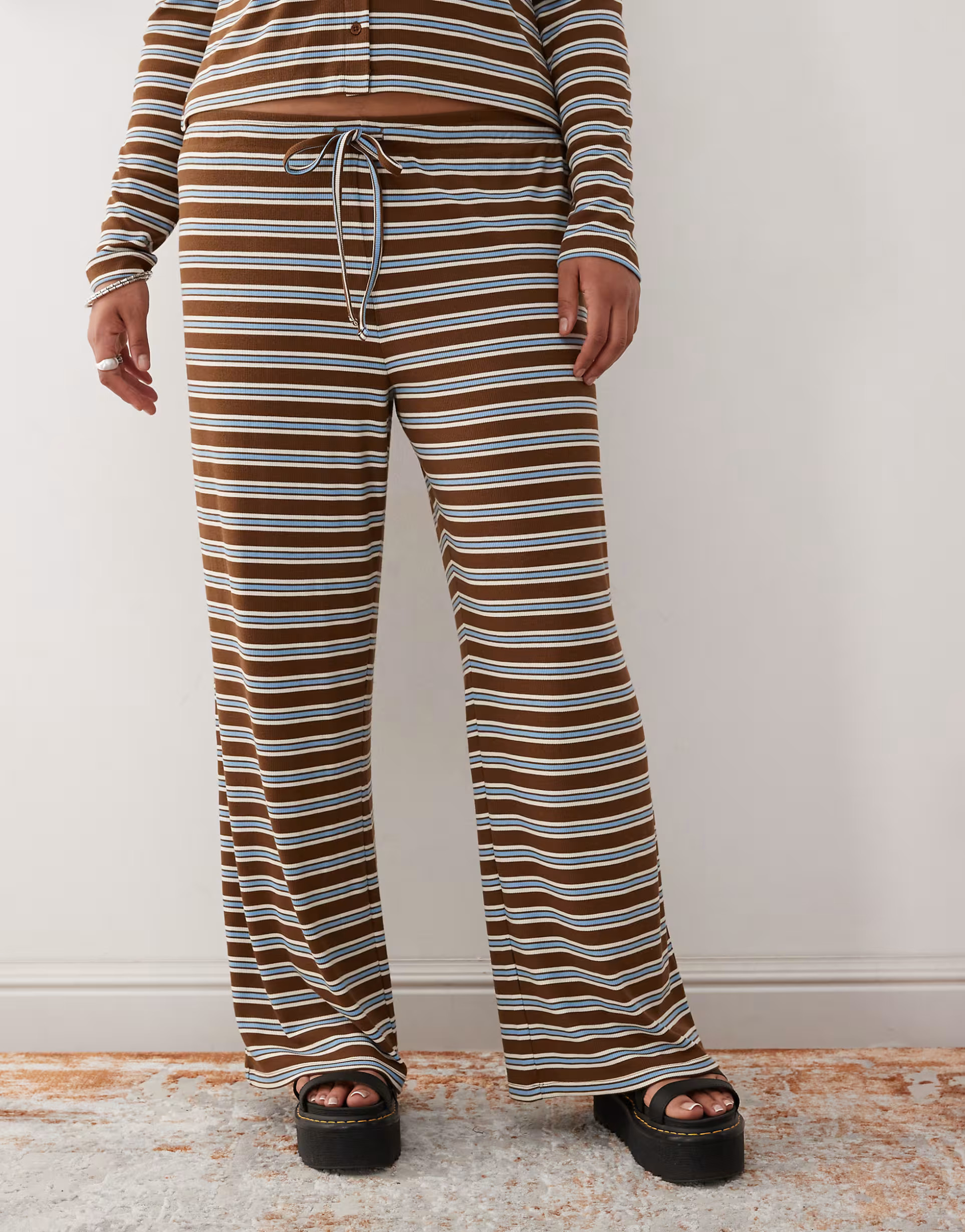 COLLUSION Plus relaxed rib knit striped pants | ASOS (Global)