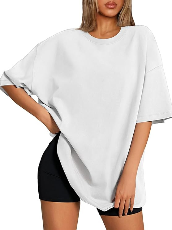 ATHMILE Womens Oversized T Shirts Loose Fit Crewneck Short Sleeve Tops Summer Casual Blouse 2025 ... | Amazon (US)