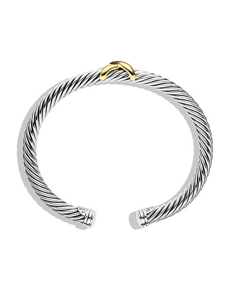 David Yurman 5mm Cable Bracelet, Silver/Gold | Neiman Marcus