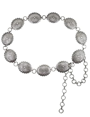 TOPACC Western Metal Oval Concho Chain belts for Women Silver Cowgirl Belts for Dresses Jeans Country Concert Outfit | Amazon (US)