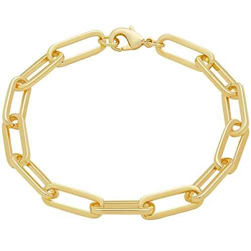 Amazon Essentials 14K Gold Plated Chunky Chain Link Bracelet 7.5", Yellow Gold | Amazon (US)