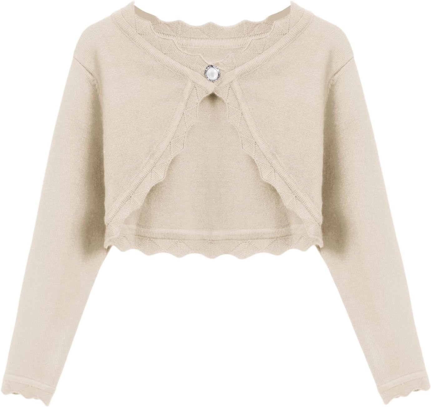 Arshiner Girls Open Front Bolero Shrug Kids Long Sleeve Cropped Elegant Cardigan Knit Sweater | Amazon (US)