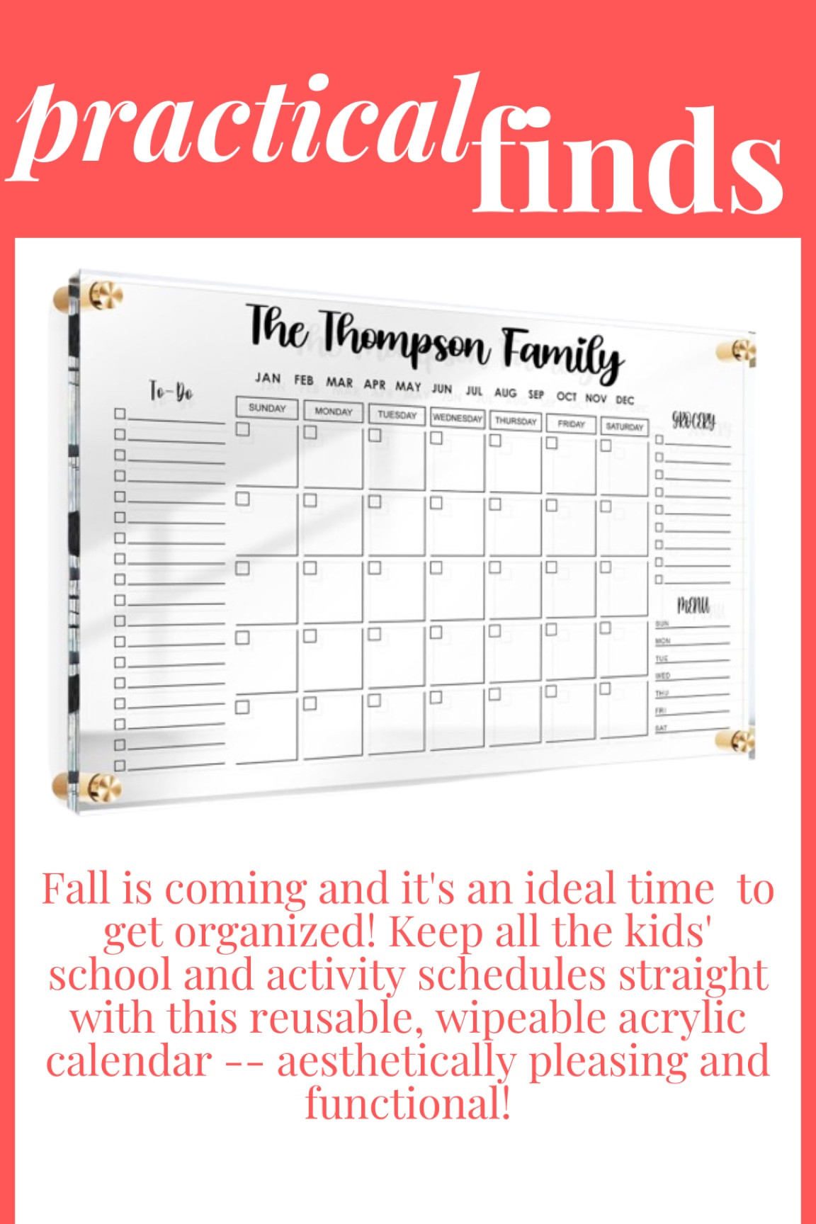 Family command center and calendar - acrylic and reusable with dry erase markers! Mark it up for the month and then wipe it clean! 

#LTKFamily #LTKHome #LTKBacktoSchool