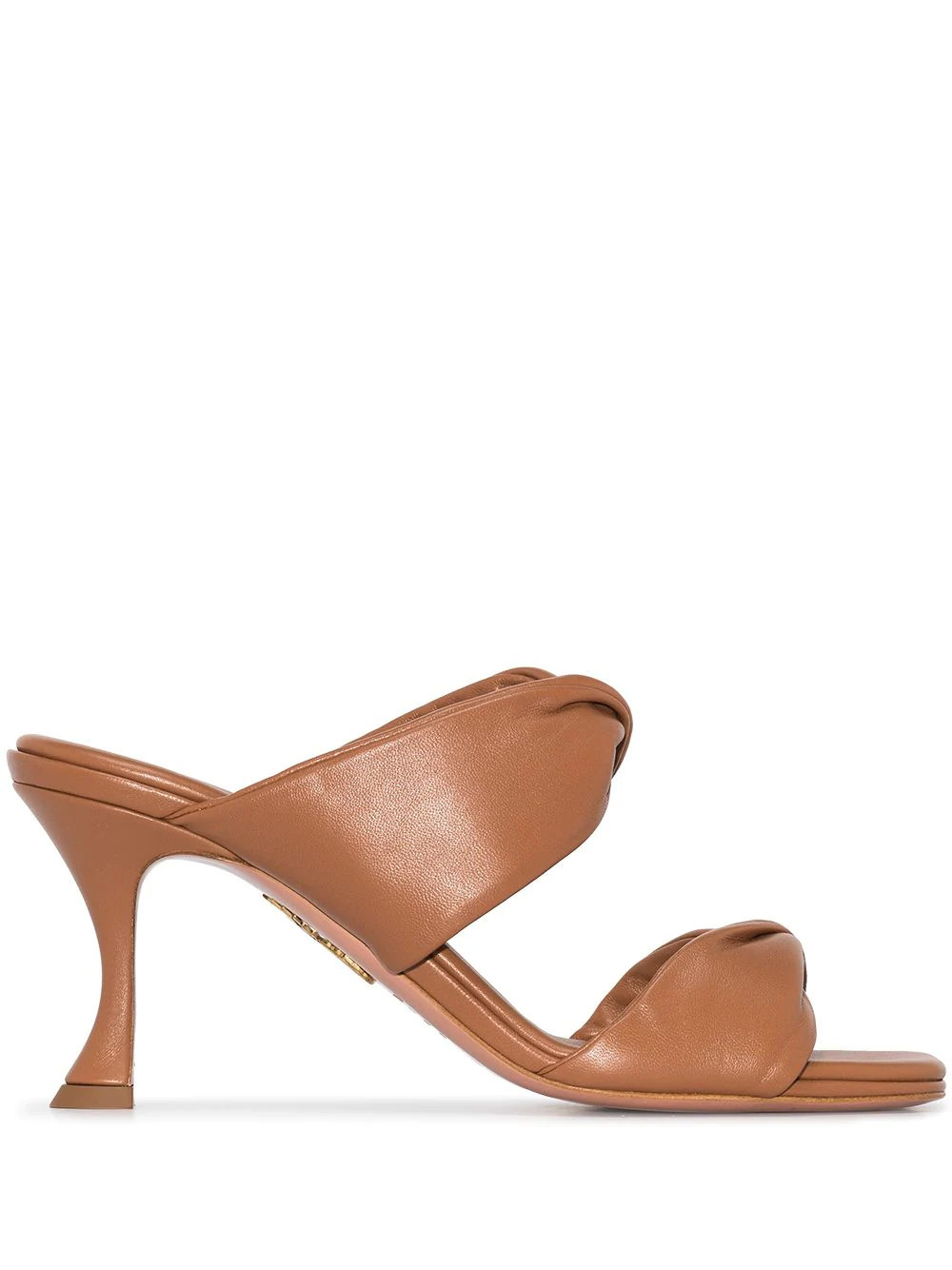 Aquazzura Twist 75mm leather mules - Brown | Farfetch Global