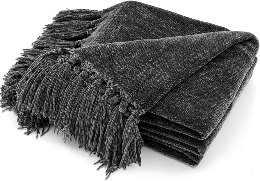 EVERGRACE Soft Chenille Throw Blanket for Couch, Cozy Plush Fuzzy Decorative Chenille Knit Throw ... | Amazon (US)
