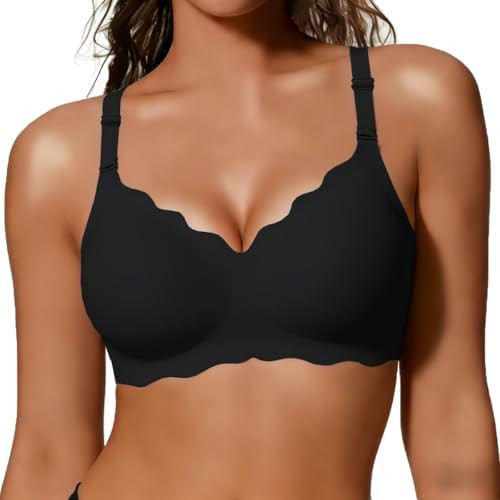 Jelly Bras for Women No Underwire Scalloped Push Up Wireless Bralettes Seamless Soft Comfort Ever... | Amazon (US)
