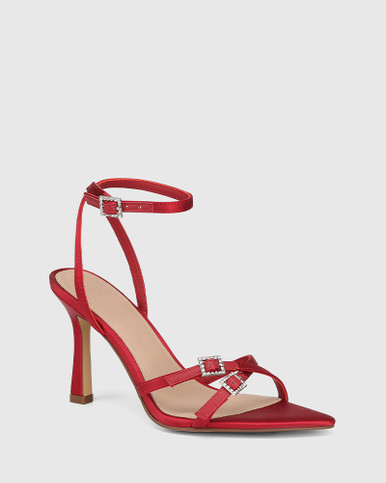 Rosabella Red Recycled Satin Stiletto Heel Sandal | Wittner