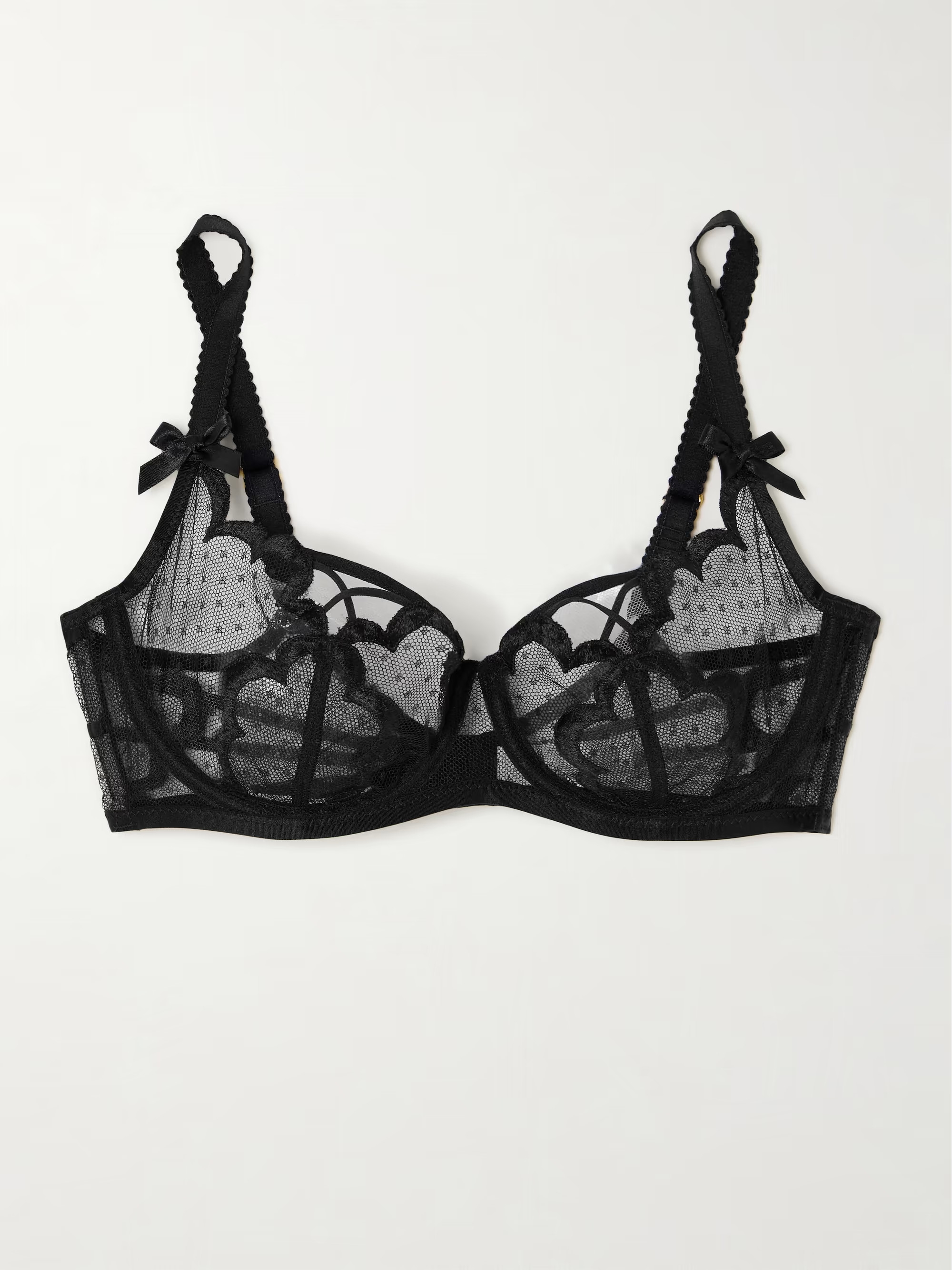 Katanah cutout Swiss-dot tulle balconette bra | NET-A-PORTER APAC