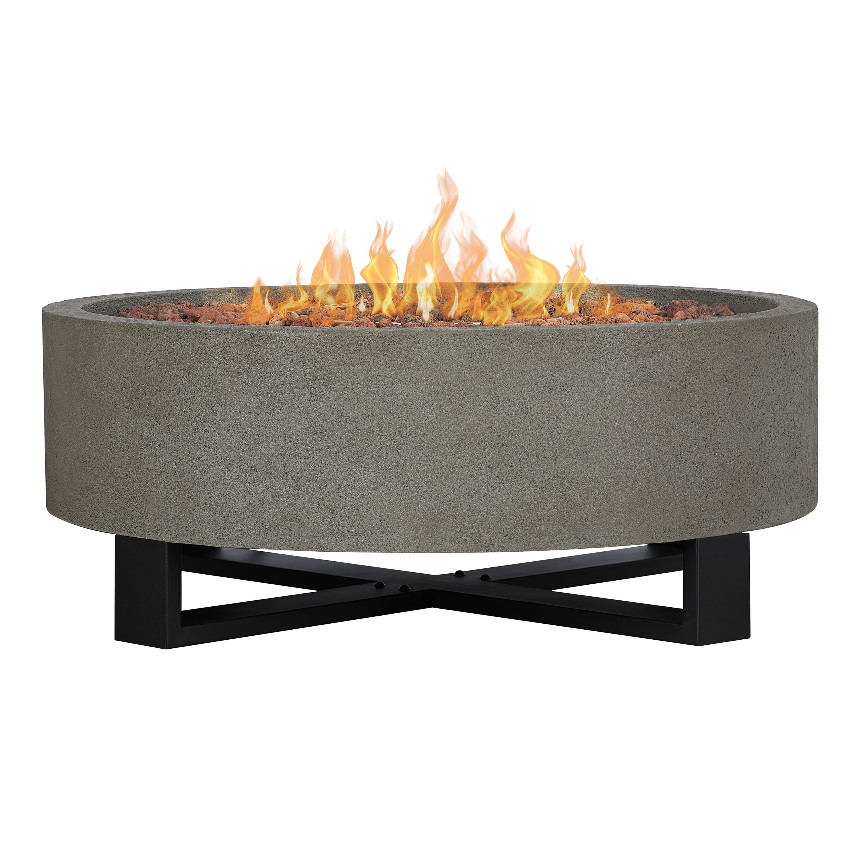 Caymen Round Glacier Gray Faux Stone Bowl Gas Fire Pit | World Market