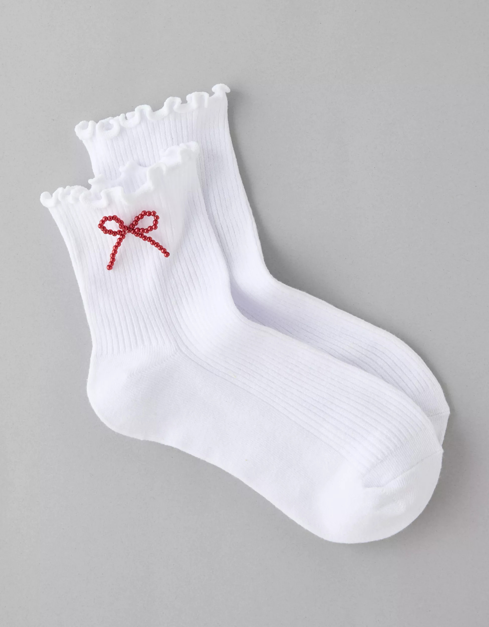 AE Beaded Bow Boyfriend Socks | American Eagle Outfitters (US & CA)