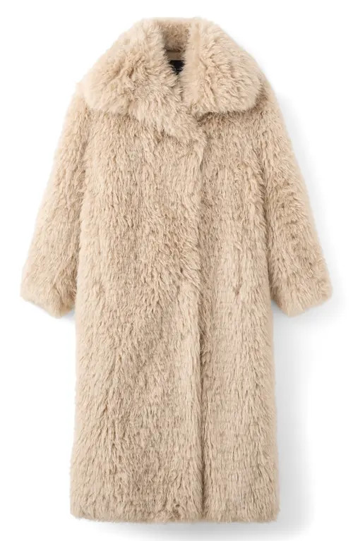 MANGO Faux Fur Longline Coat in Beige at Nordstrom, Size Medium | Nordstrom
