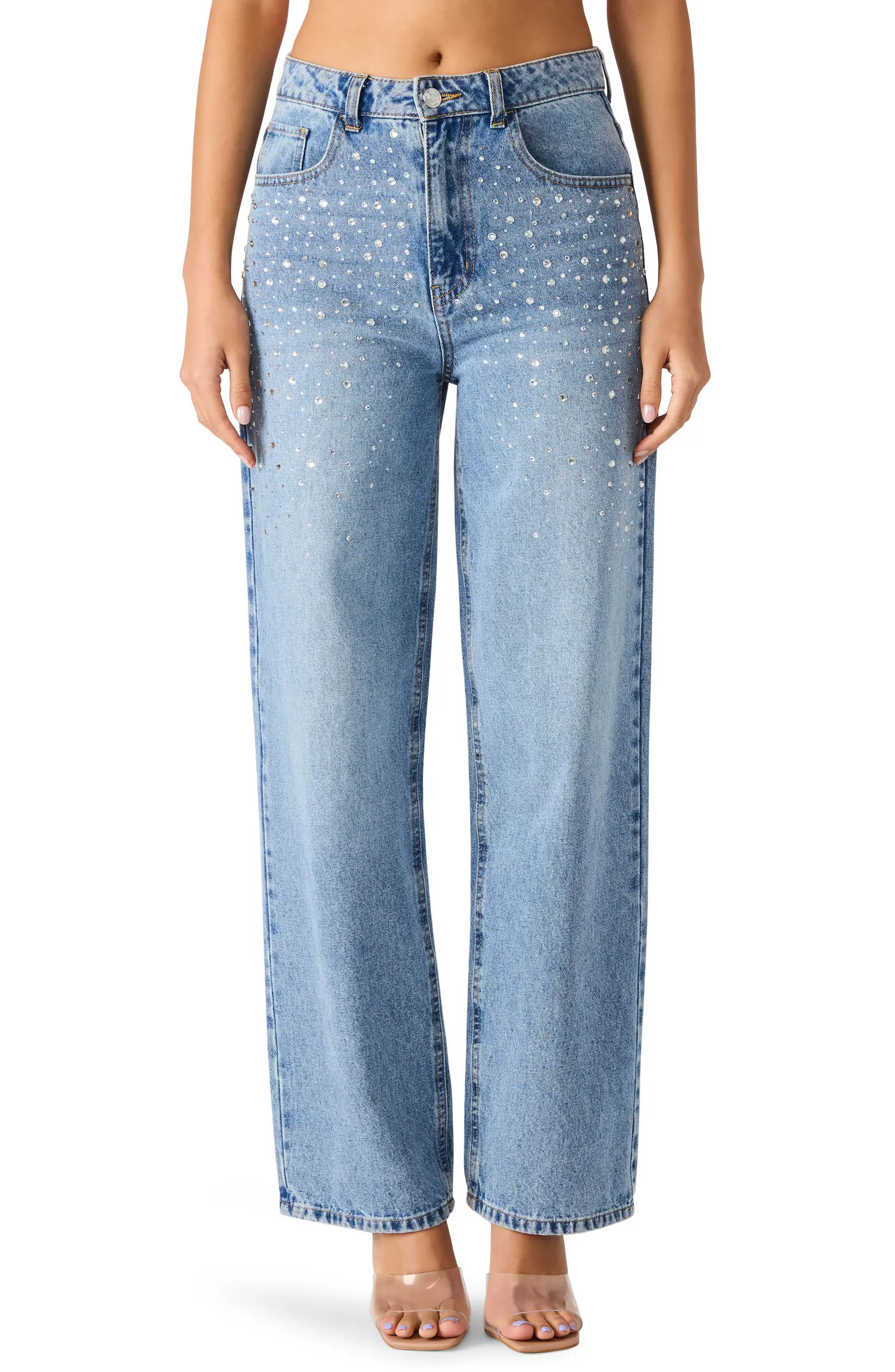 Taylor Crystal Embellished Straight Leg Jeans | Nordstrom