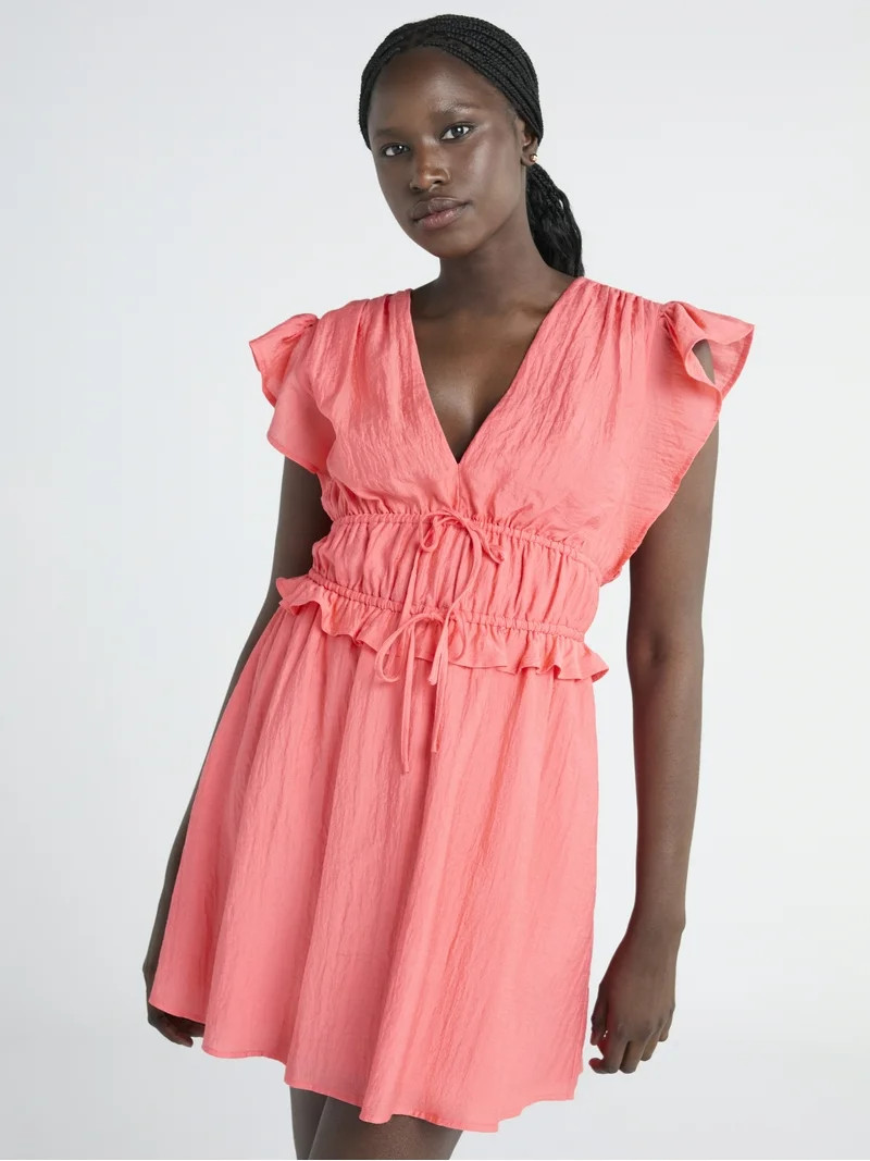 Scoop Women’s and Women’s Plus Crinkle Gauze Mini Dress, Sizes XS-4X | Walmart (US)