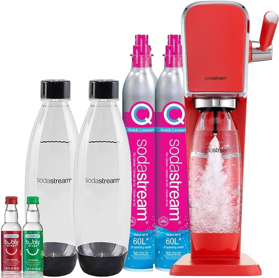 SodaStream Art Sparkling Water Maker Bundle (Mandarin Red), with CO2, DWS Bottles, and Bubly Drop... | Amazon (US)