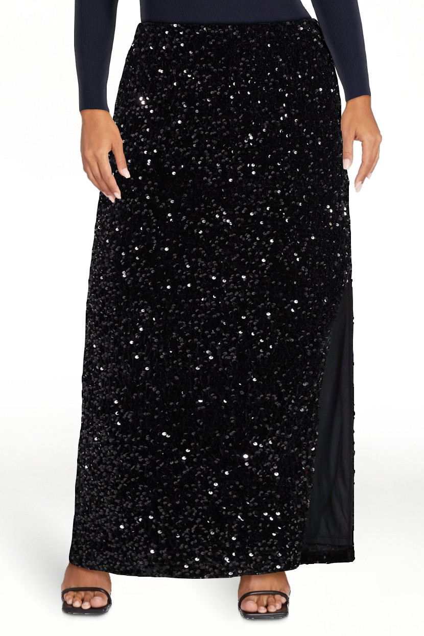 Madden NYC Women's Sequin Velour Maxi Skirt, Sizes XXS-XXL | Walmart (US)