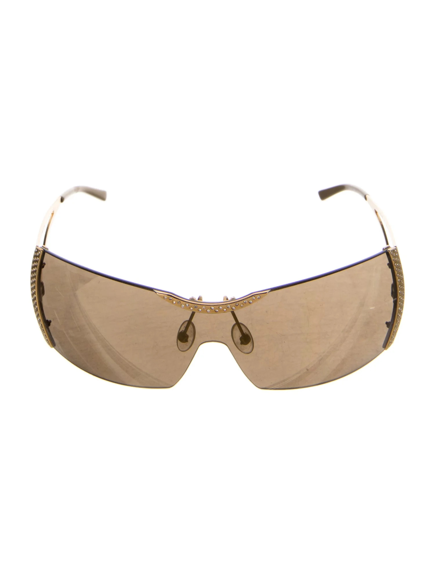 Valentino Shield Tinted Sunglasses - Gold Sunglasses, Accessories - VAL550596 | The RealReal | The RealReal