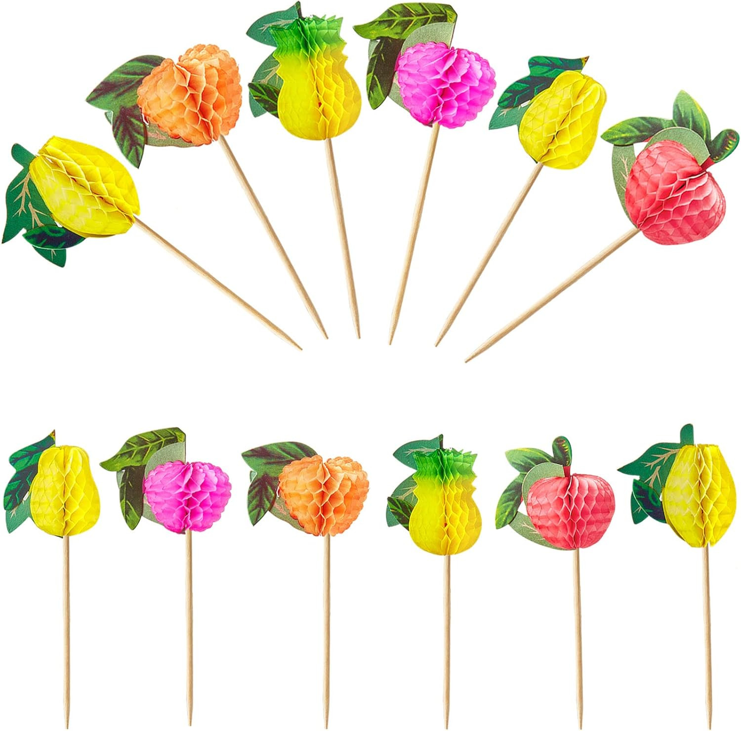 100 Pieces Paper Fruit Cocktail Picks Disposable Tropical Paper Fruit Sticks Skewers Christmas To... | Amazon (US)