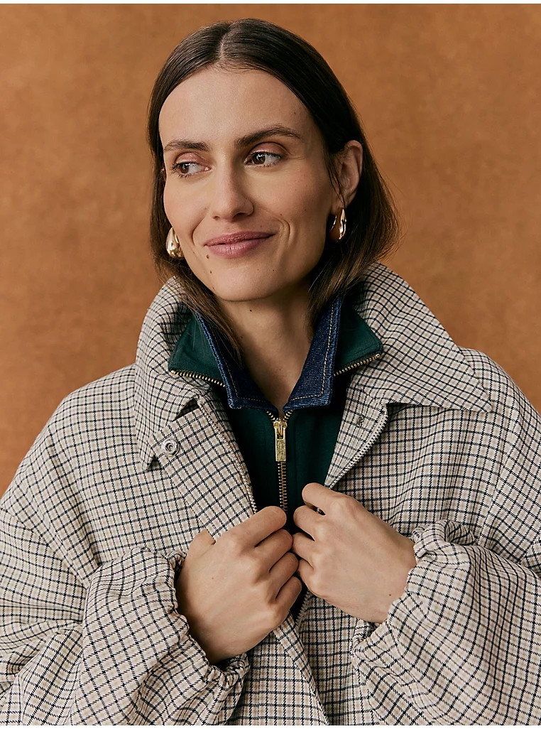 Grid Checked Zip Front Bomber Jacket | George