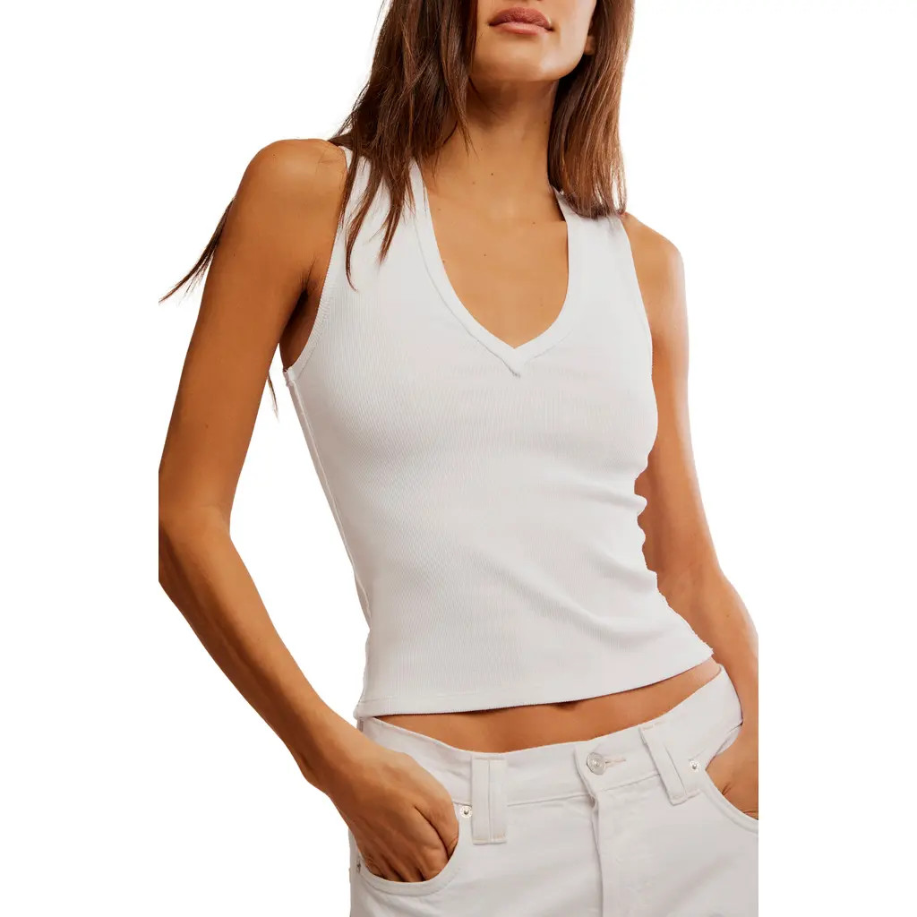 Free People Neria Rib Tank in Ivory at Nordstrom, Size Large | Nordstrom