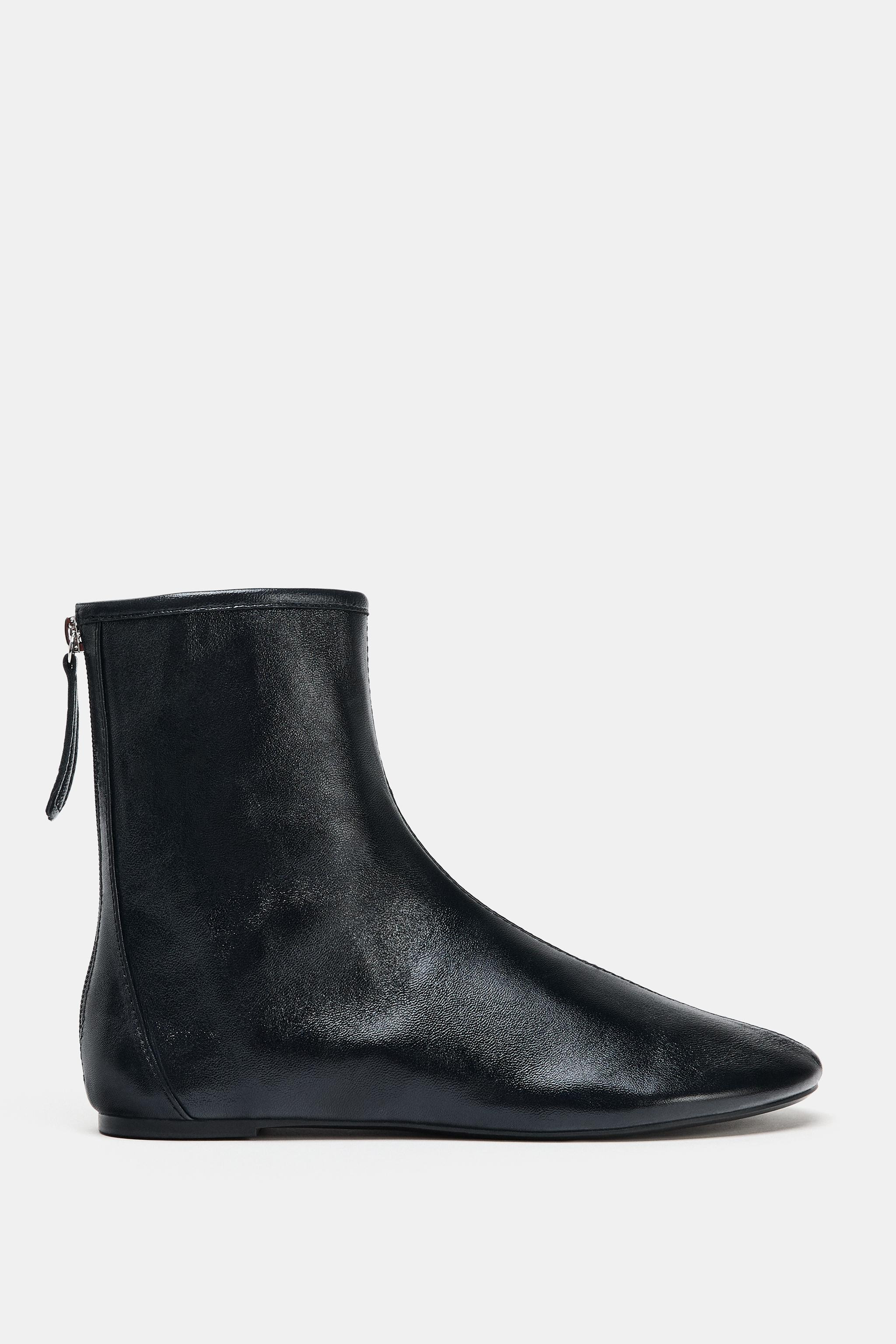 LEATHER ANKLE BOOTS | Zara Canada