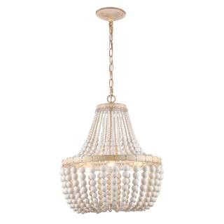 Hampton BayCayman 3-Light Faux Wood Chandelier Light Fixture with White Beaded Shade(17)Questions... | The Home Depot