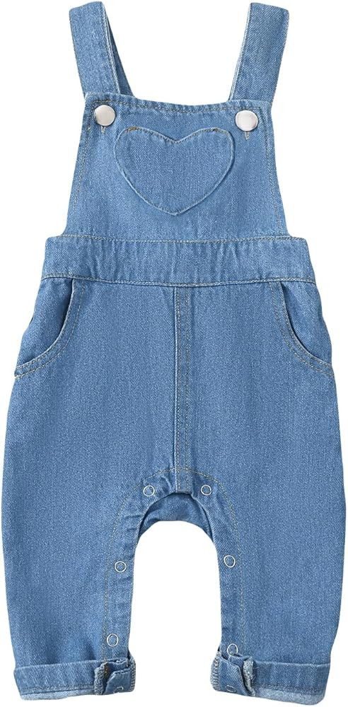 Baby Girls Overalls Baby Denim Romper Outfits Infant Girls Jeans Jumpsuit | Amazon (US)