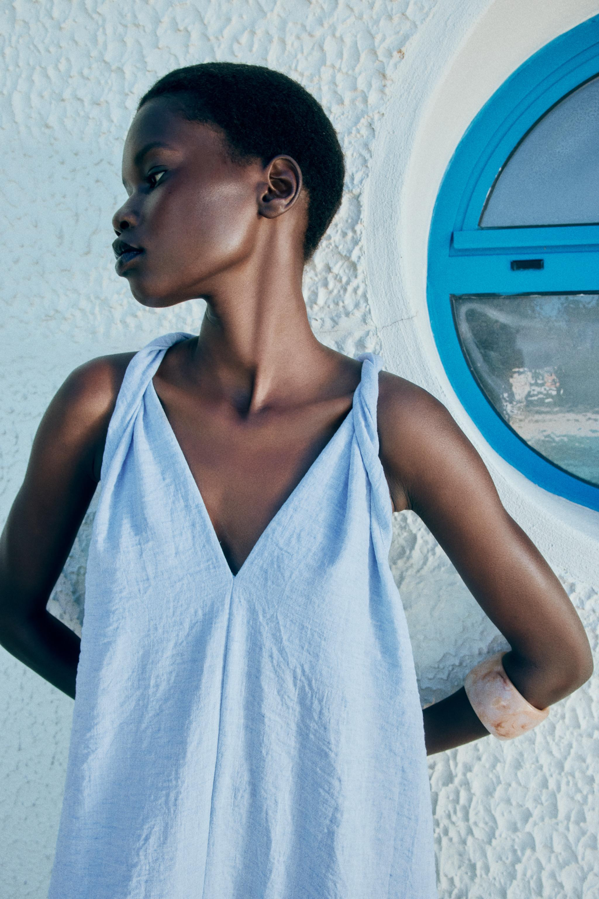 TWISTED SHOULDER LONG DRESS | Zara US