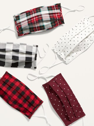 Variety 5-Pack of Triple-Layer Cloth Pleated Face Masks for Adults (with Ear Adjusters) | Old Navy (US)