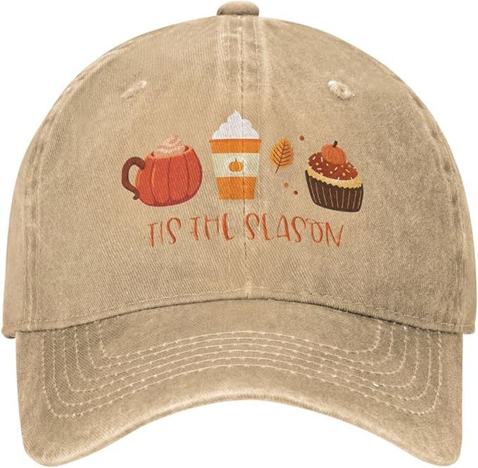 Welcome Fall Hat Cap Tis The Season Pumpkin Spice Latte Cap Men Baseball Hats Trendy Hat | Amazon (US)