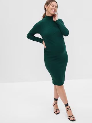 Maternity Turtleneck Rib Midi Sweater Dress | Gap (US)