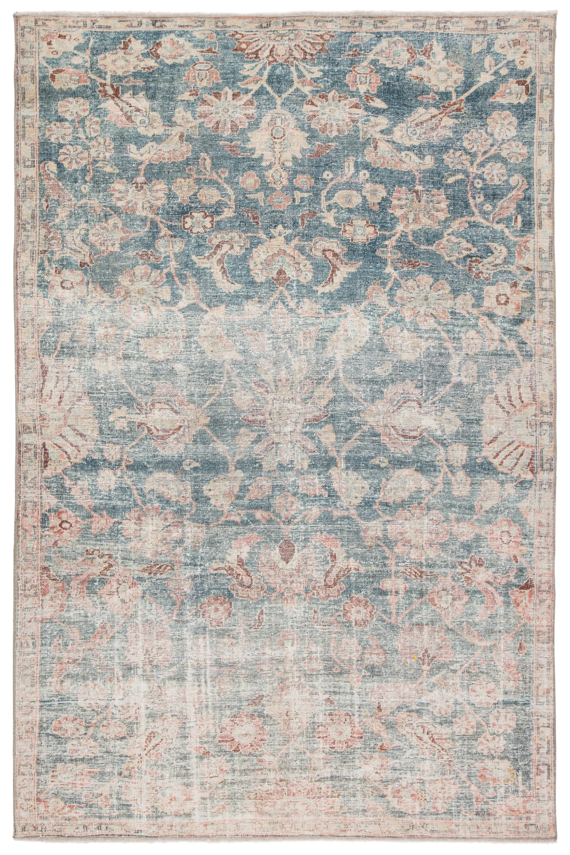 Faye Oriental Dark Teal/Beige Area Rug | Birch Lane