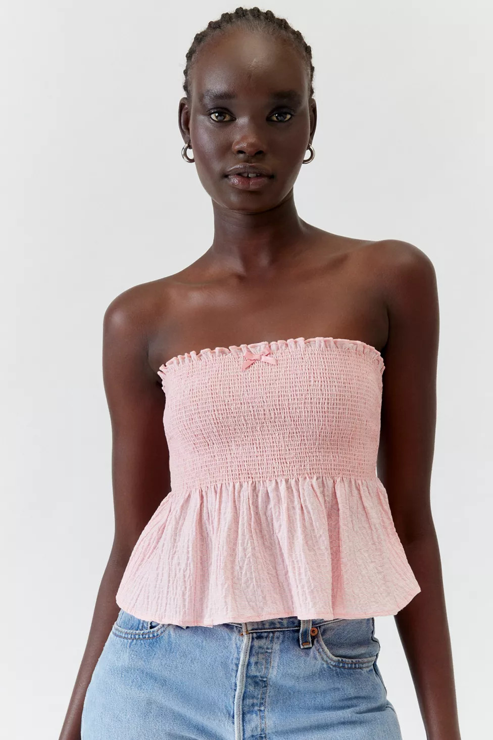 Urban Renewal Remnants Made In LA Smocked Seersucker Tube Top | Urban Outfitters (US and RoW)