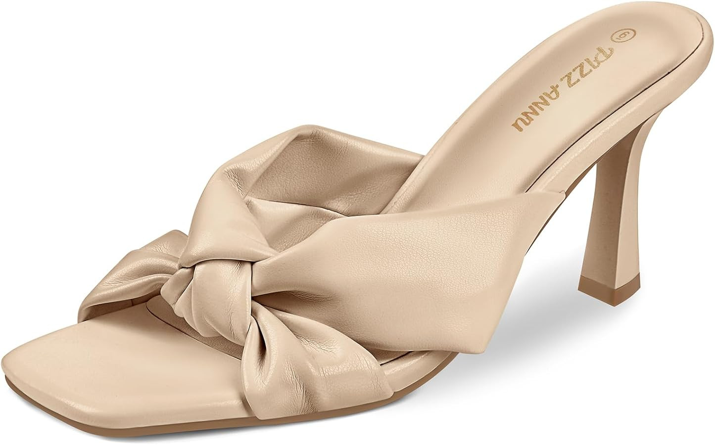 PIZZ ANNU Women's Ariana Knotted Heels Sandals Square Open Toe Heeled Sandal High Stiletto Mules ... | Amazon (US)