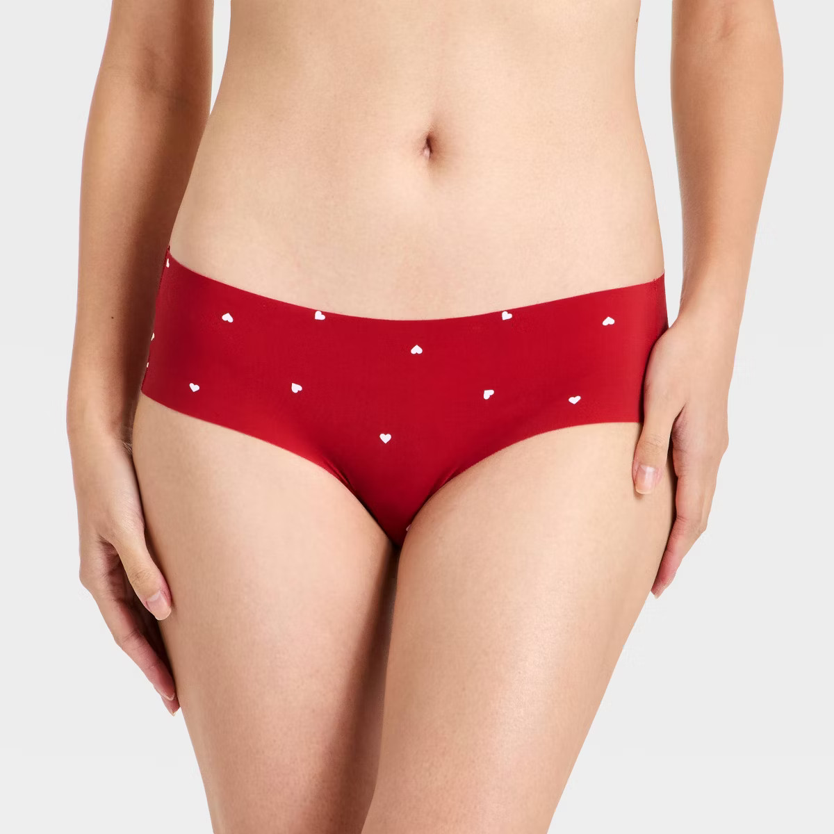 Women's Laser Cut Hipster Underwear- Auden™ Red Heart Print | Target