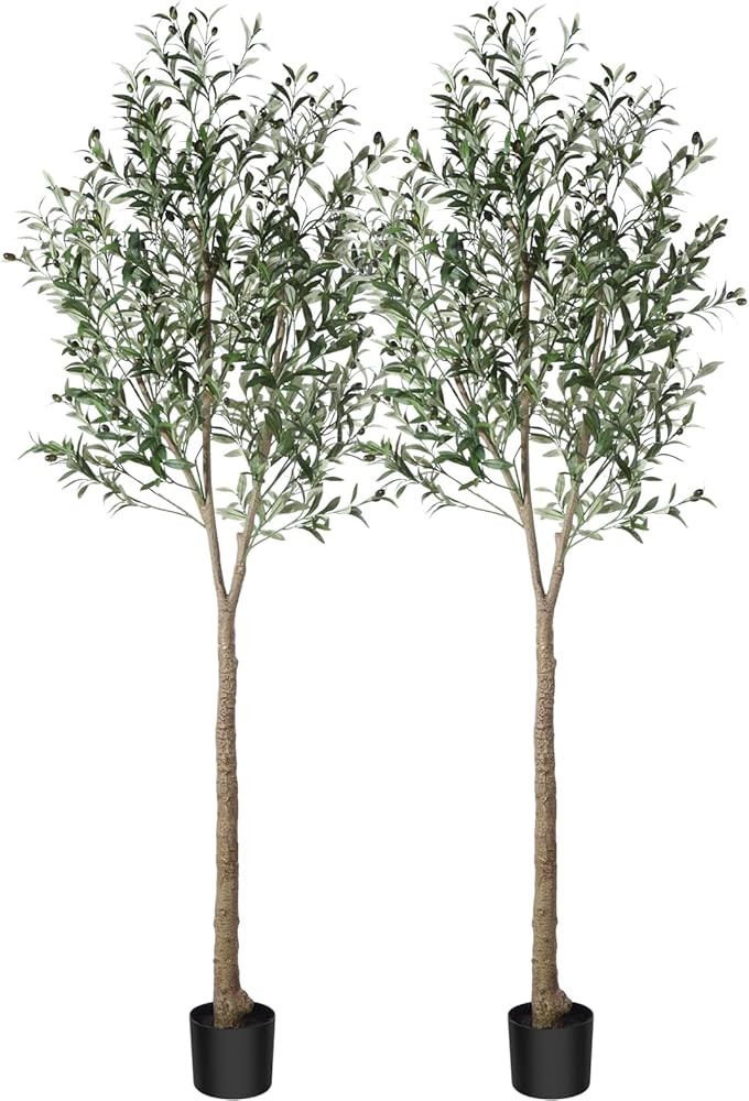 CROSOFMI Artificial Olive Tree Plant 83"（7Ft） Fake Topiary Silk Tree, Perfect Faux Plants in ... | Amazon (US)