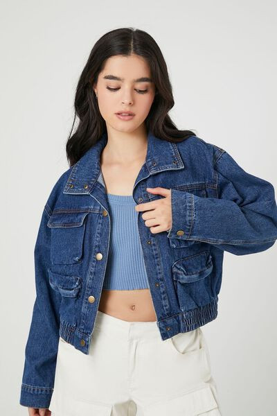 Snap-Button Denim Trucker Jacket | Forever 21 (US)