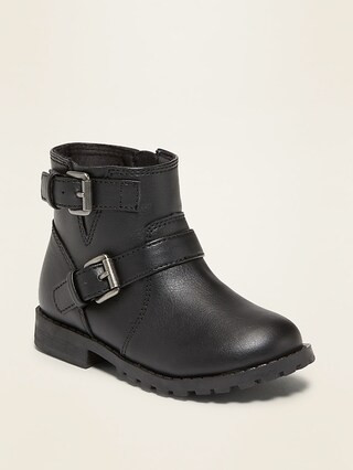Faux-Leather Buckled-Strap Moto Boots for Toddler Girls | Old Navy (US)
