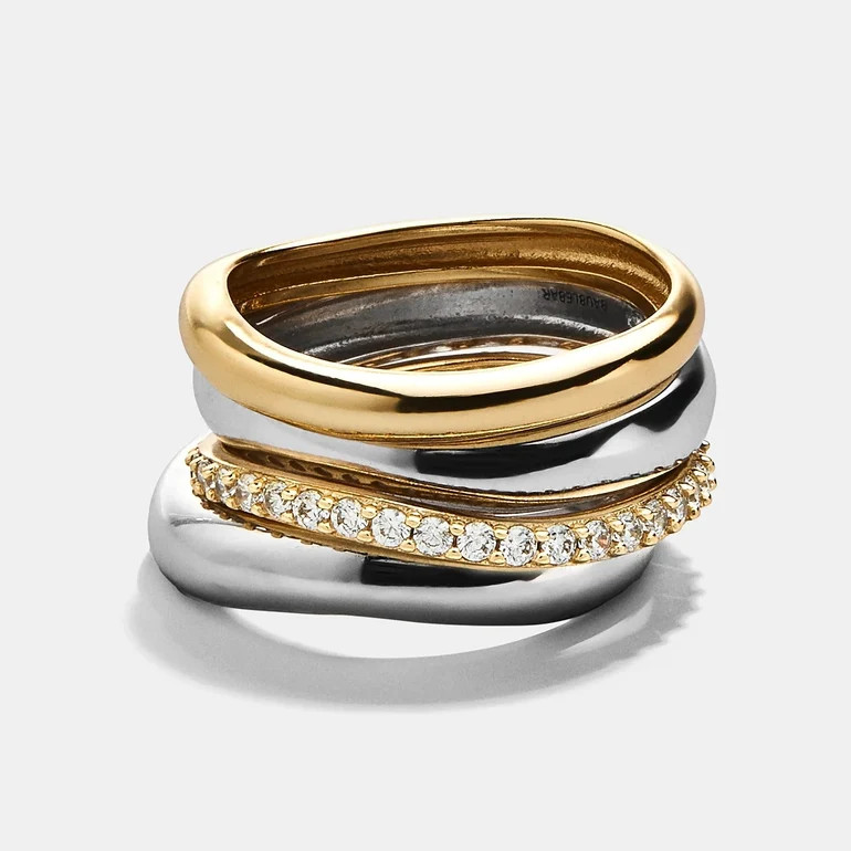 Gina 14K Gold Ring Set - Gold/Silver | BaubleBar