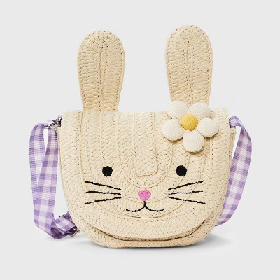 Girls' Easter Bunny Paper Straw Crossbody Bag - Cat & Jack™️ Off-White | Target