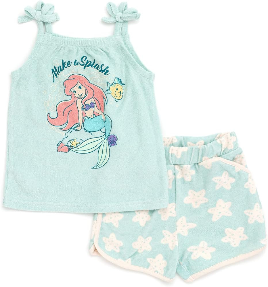 Disney Minnie Mouse Princess Ariel Girls Tank Top and Active Retro Dolphin Shorts Toddler to Big ... | Amazon (US)