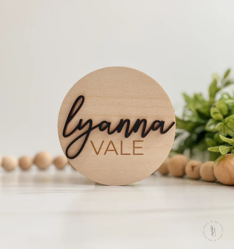 3D Wooden Monthly Milestone Discs for Baby Photos + Matching Nameplate | Monthly Milestone Marker... | Etsy (US)